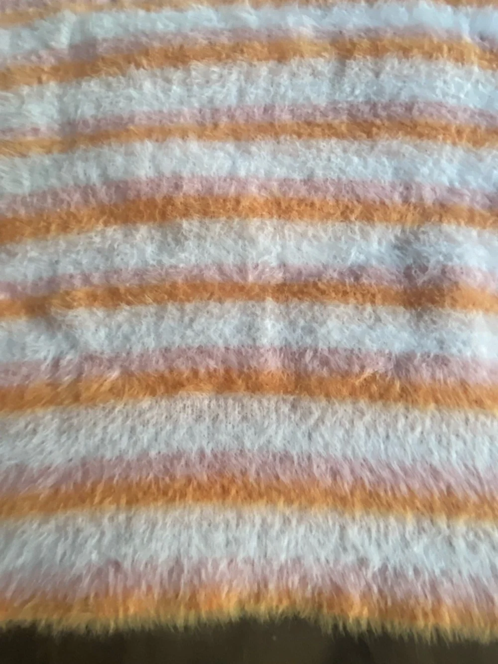 Levi's Fuzzy Short-Sleeve Striped Pullover in Orange and White - Picture 2 of 6